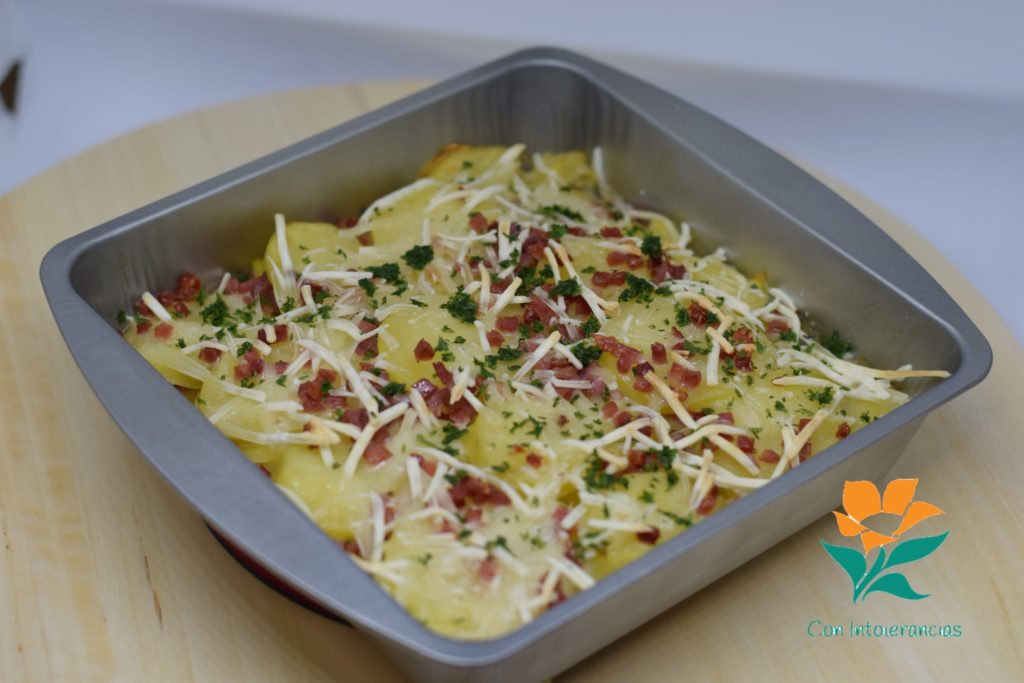 Patatas gratinadas con jamón