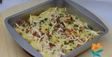 Patatas gratinadas con jamón